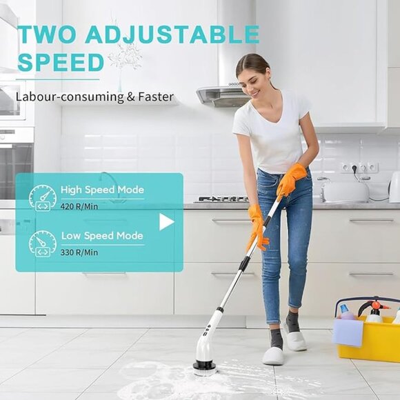 8 in 1 Electric Spin Scrubber/ 8 Replaceable Brush Heads/ NEW - Picture 2 of 5